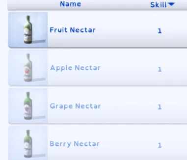 Any Berry/Any Fruit Nectar as Level 1 Recipes 